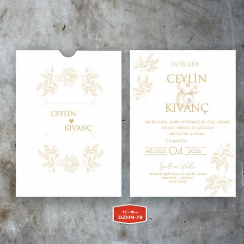 Davetiye Kodu: HN-79 özel zarflı GOLD 13x18 TEK RENK davetiye